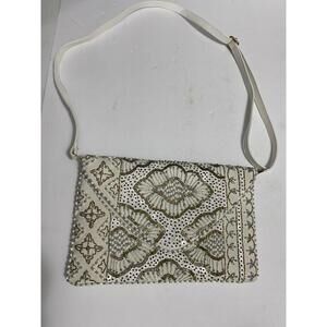 Versona Women Purse Shoulder Handbag Bead Accent White Button Closure New No Tag